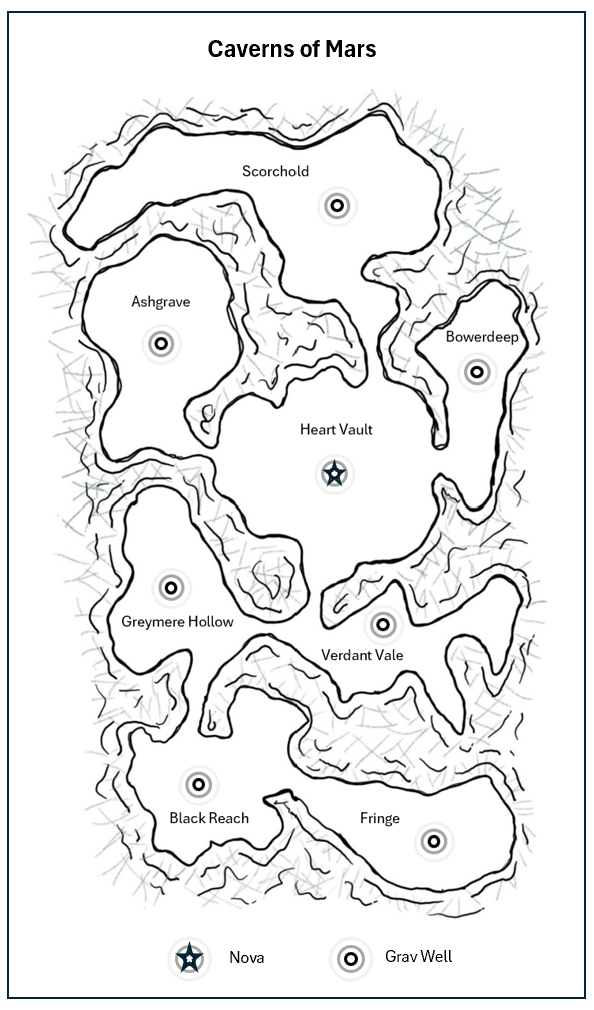 Map of the Martian caverns featured in Red Depths